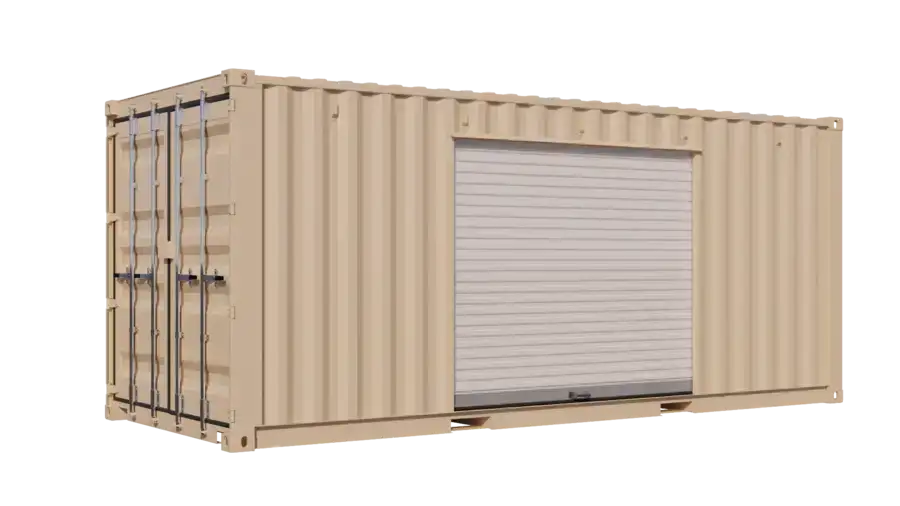 enscape_2024-09-07-13-14-36_new-m_0.png 20ft New Storage Container w/ One 8ft Roll-up Doors on Right Side - Image 1